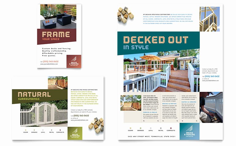 1/4 Page Flyer Template Free Lovely Decks &amp; Fencing Flyer &amp; Ad Template Word &amp; Publisher