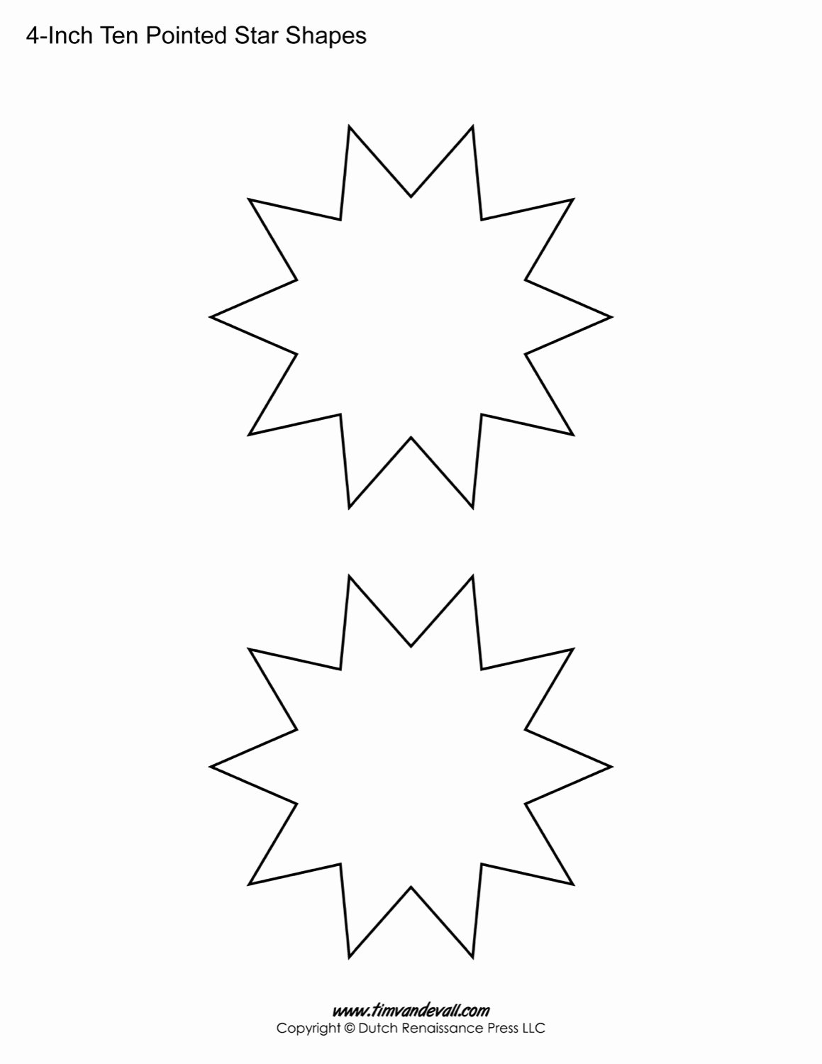 10 Inch Star Template Elegant Blank Ten Pointed Star Shapes