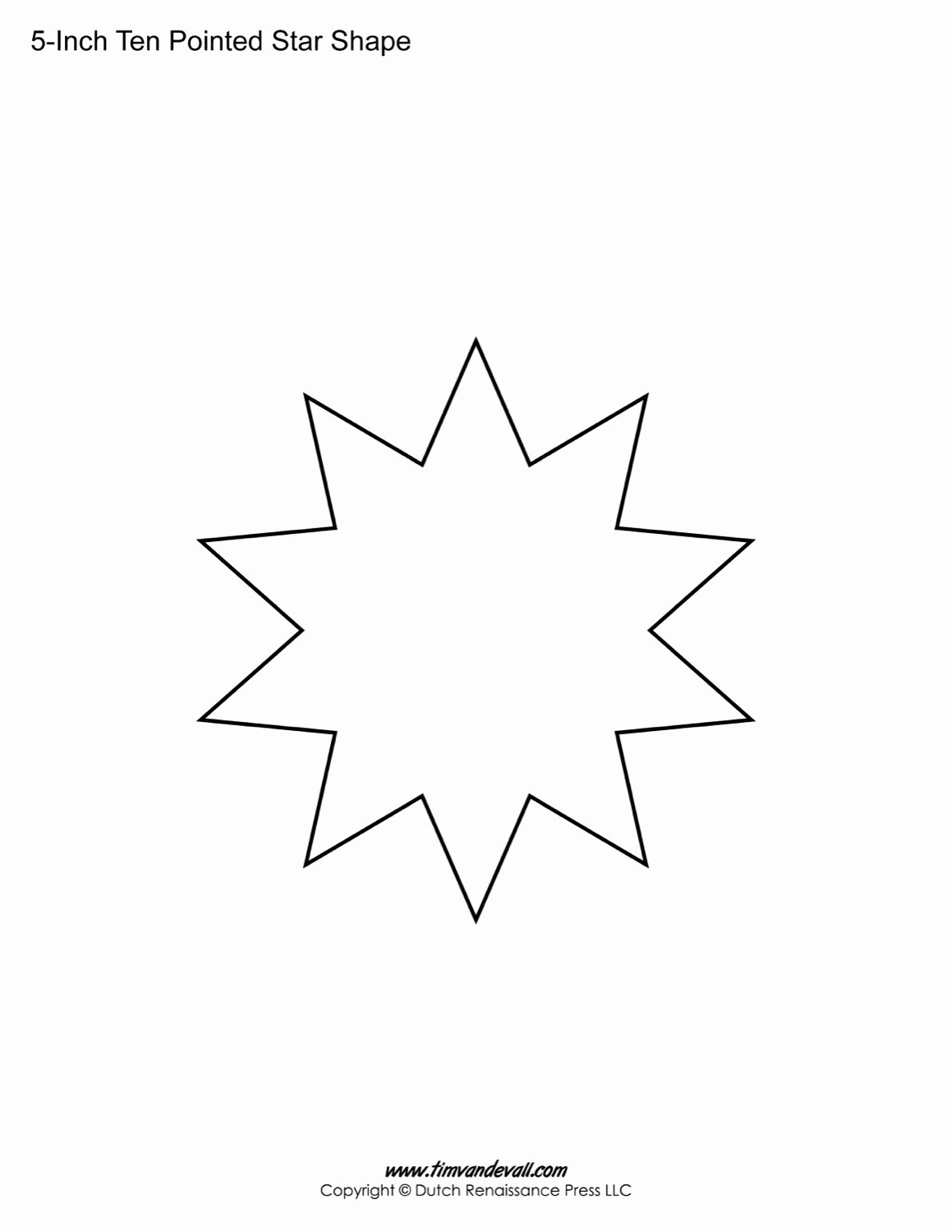 10 Inch Star Template Fresh Blank Ten Pointed Star Shapes