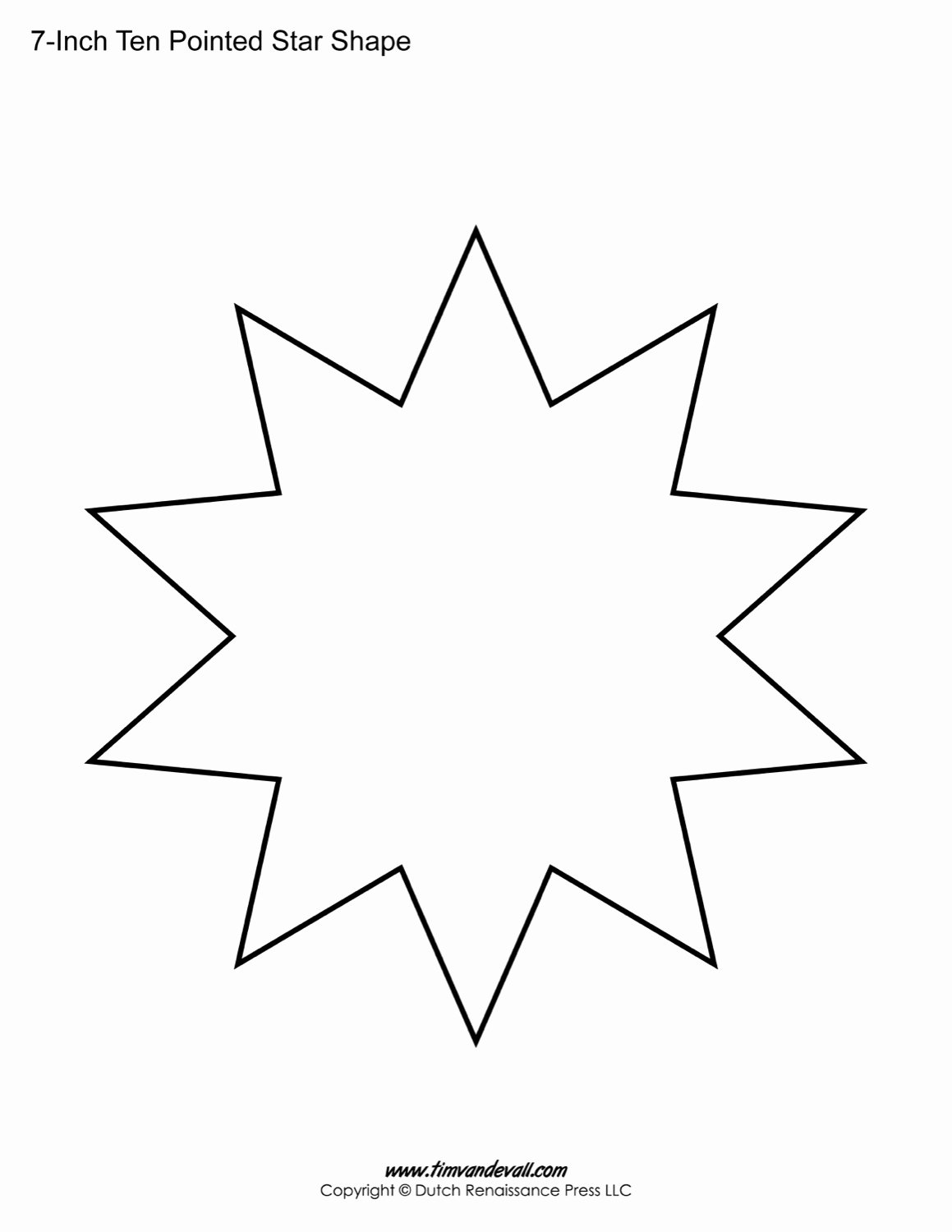 10 Inch Star Template Unique Blank Ten Pointed Star Shapes