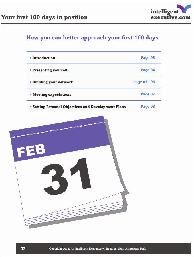 100 Day Plan Template New 100 Day Plan Template 3 Free Pdf Documents Download