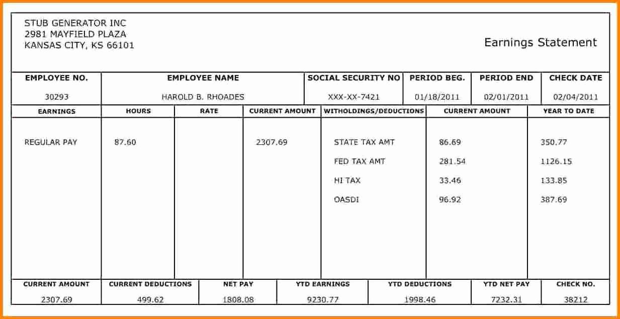 1099 Pay Stub Template Excel Awesome 10 Pay Stub Template for 1099 Employee