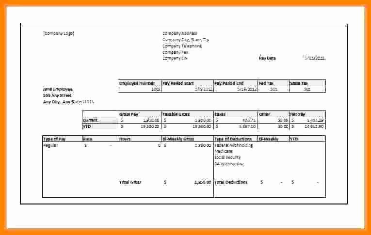 1099 Pay Stub Template Excel Best Of 6 Payroll Stub Template Excel