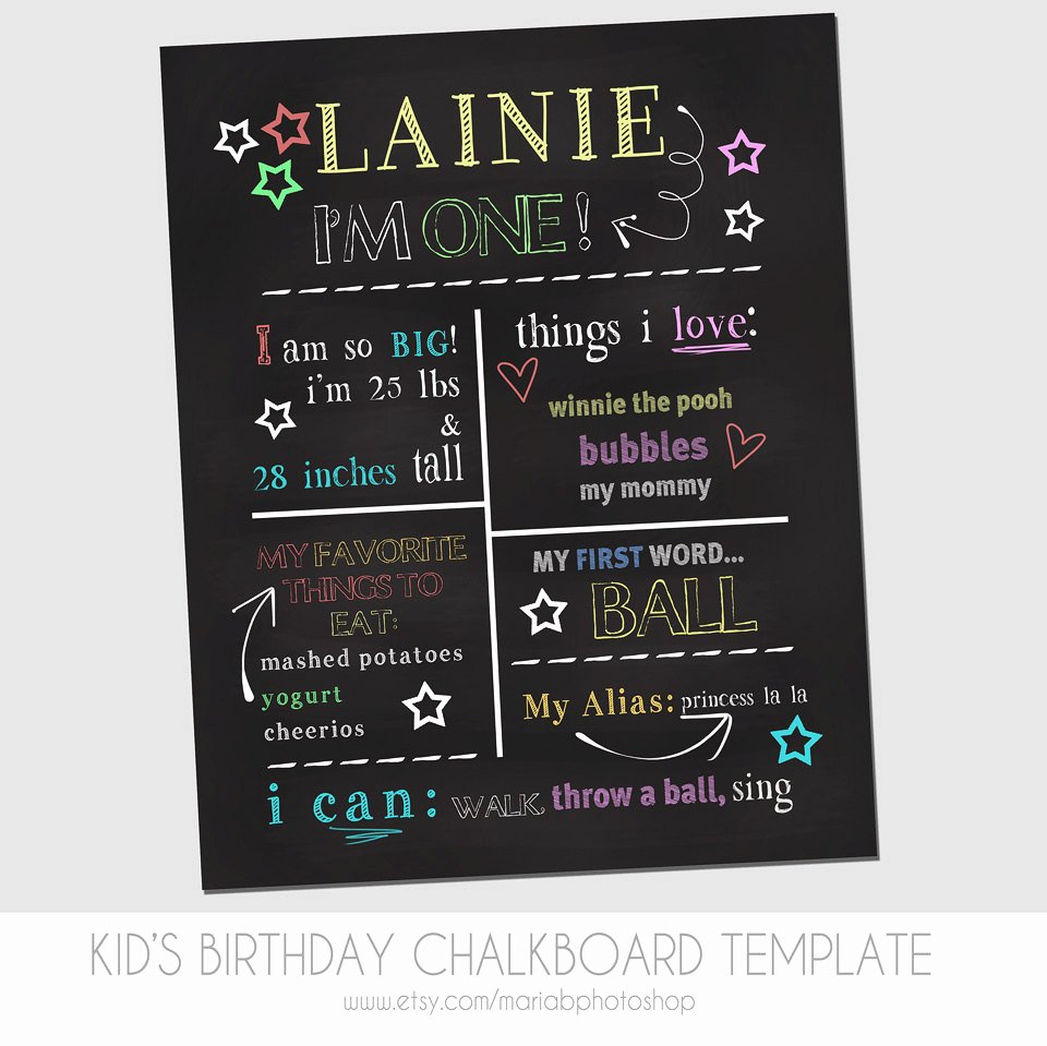 1st Birthday Chalkboard Sign Template Free Elegant Child S First Birthday Chalkboard Template Marketing