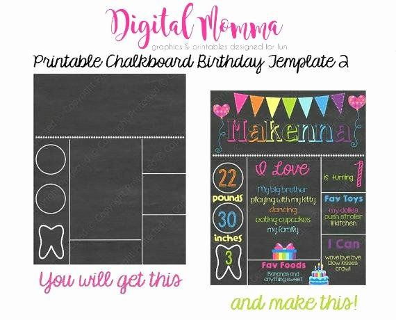 1st Birthday Chalkboard Sign Template Free Unique Printable Chalkboard Birthday Template Personal &amp; Mercial