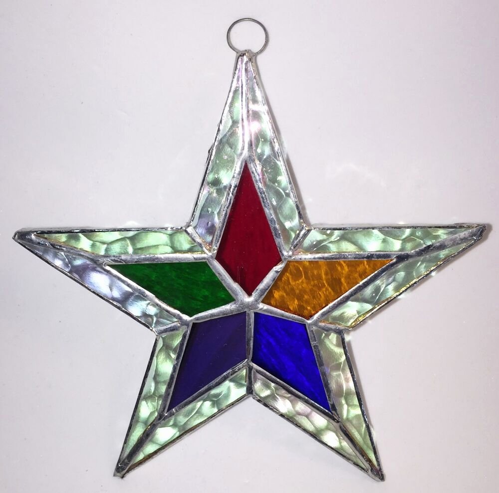 2 Inch Star Lovely Lot Of 5 5 1 2 Inch Stained Glass Stars Iridescent