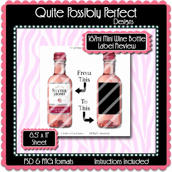 2 Liter Bottle Label Template Fresh 187ml Mini Wine Bottle Label Preview Template Set Instant