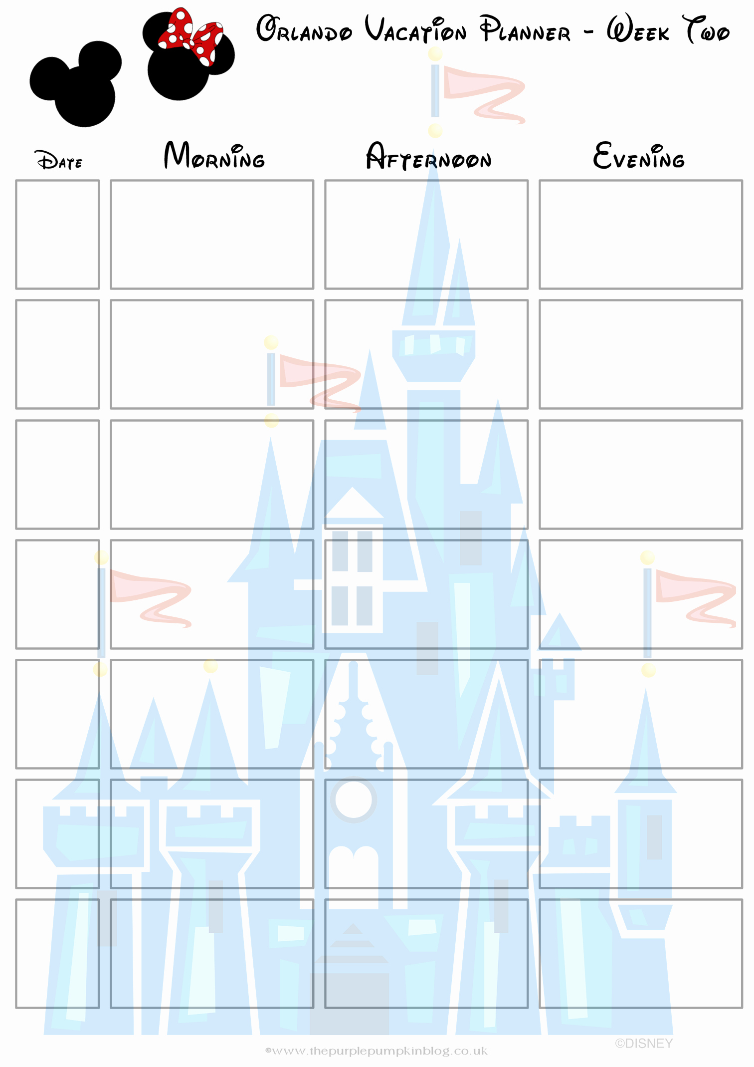 2 Week Calendar Printable Inspirational orlando Walt Disney World Vacation Planner