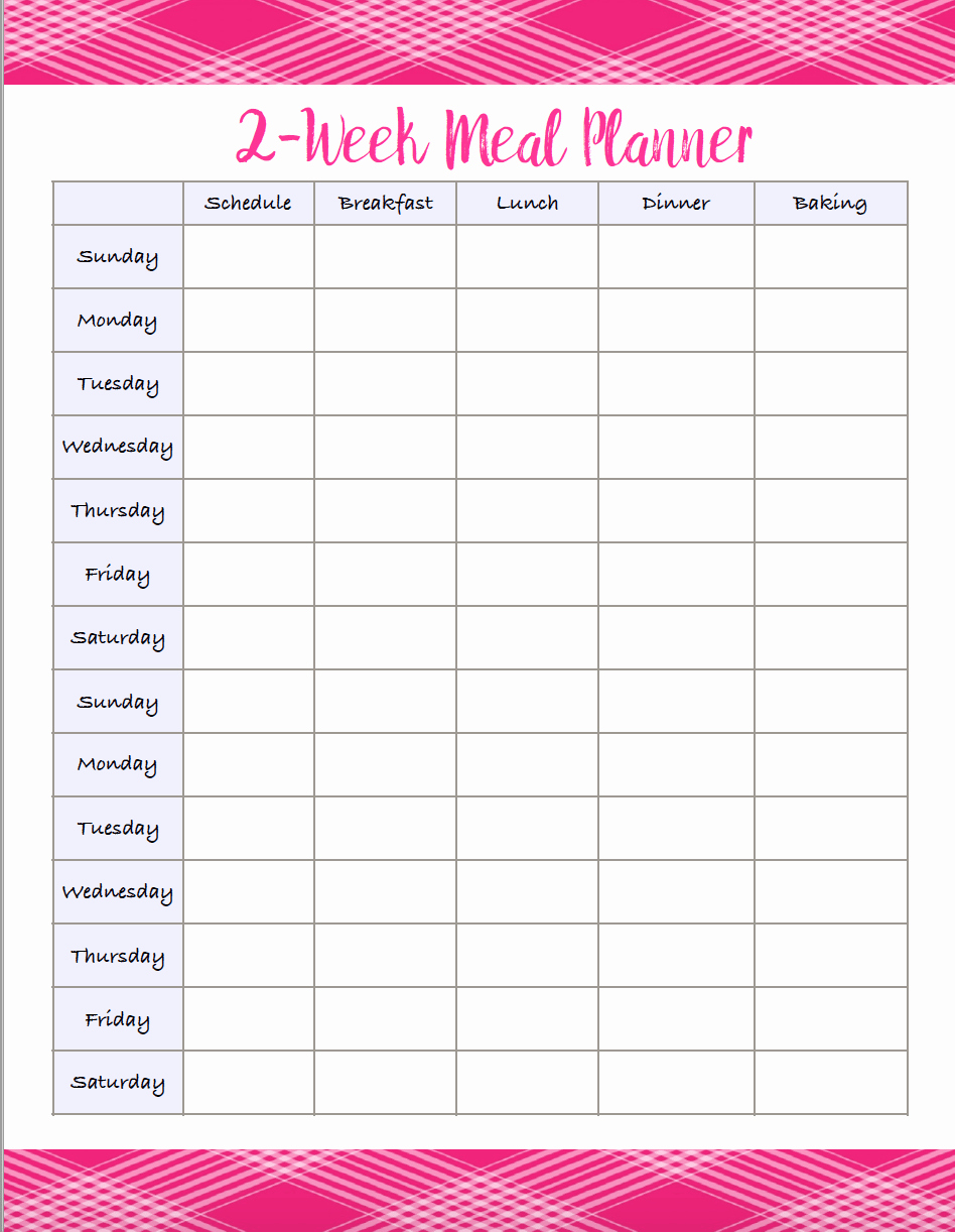 2 Week Calendar Printable Luxury 4 Free Printable Meal Planners &amp; Grocery Lists Save Time