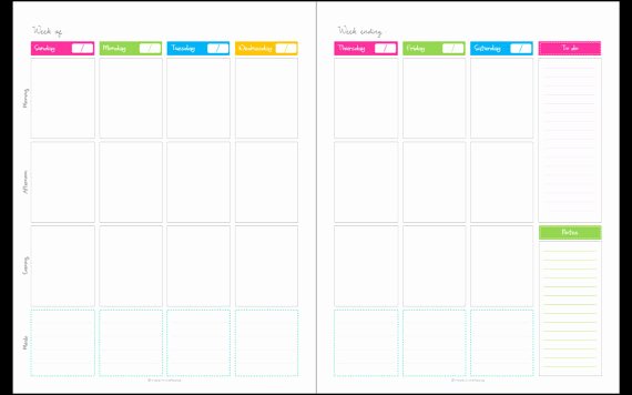 2 Week Calendar Printable New Calendar Any Year Unfilled Blank1 Week 2 Page Spread