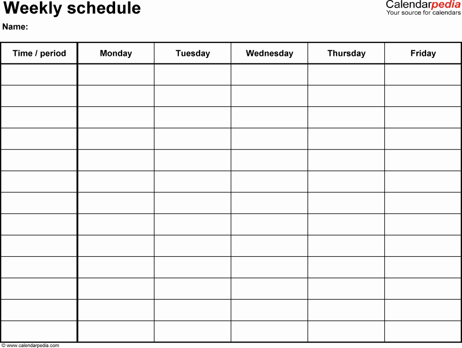 2 Week Schedule Template Best Of Free Weekly Schedule Templates for Excel 18 Templates