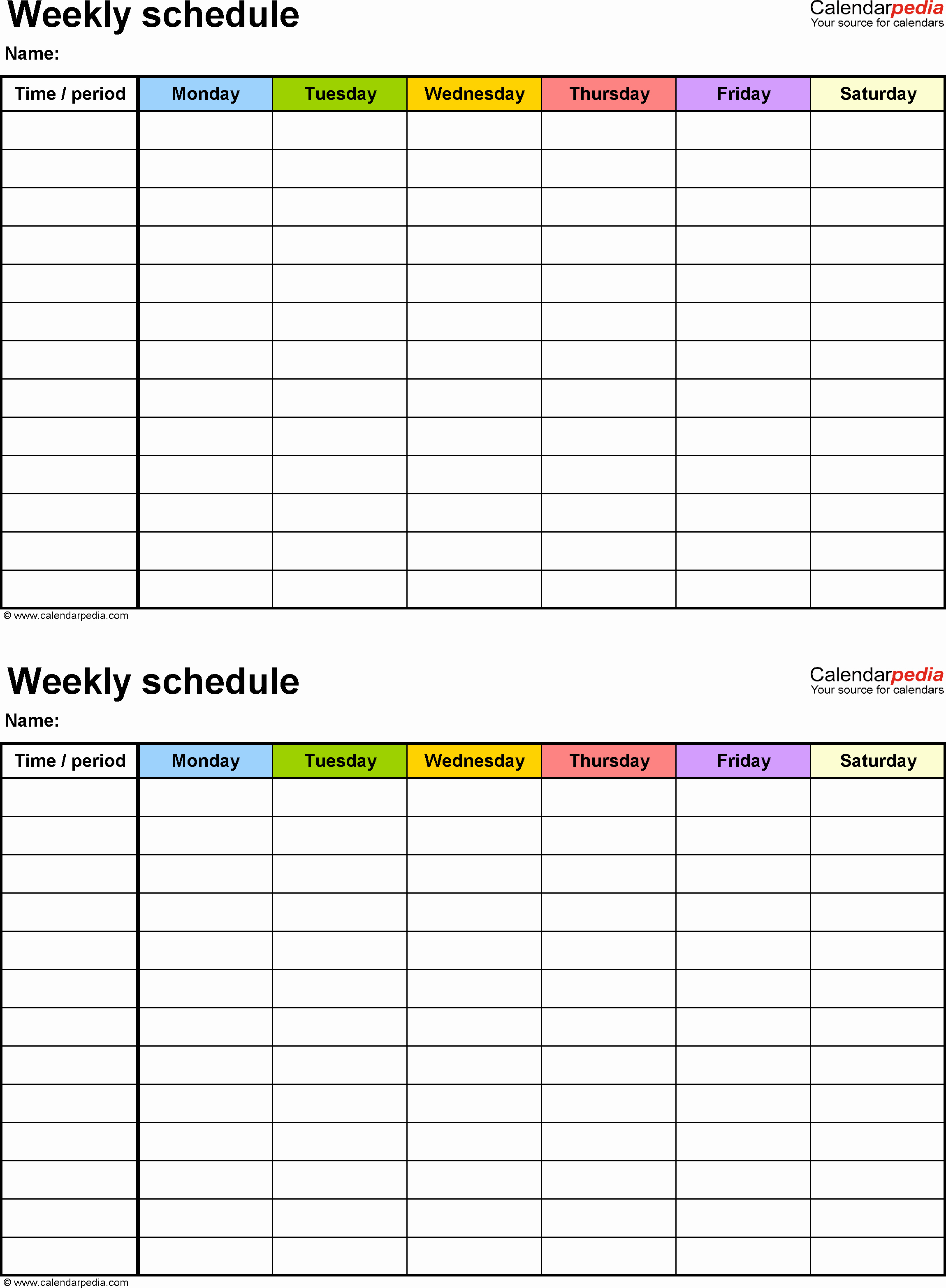 2 Week Schedule Template Elegant Free Weekly Schedule Templates for Pdf 18 Templates