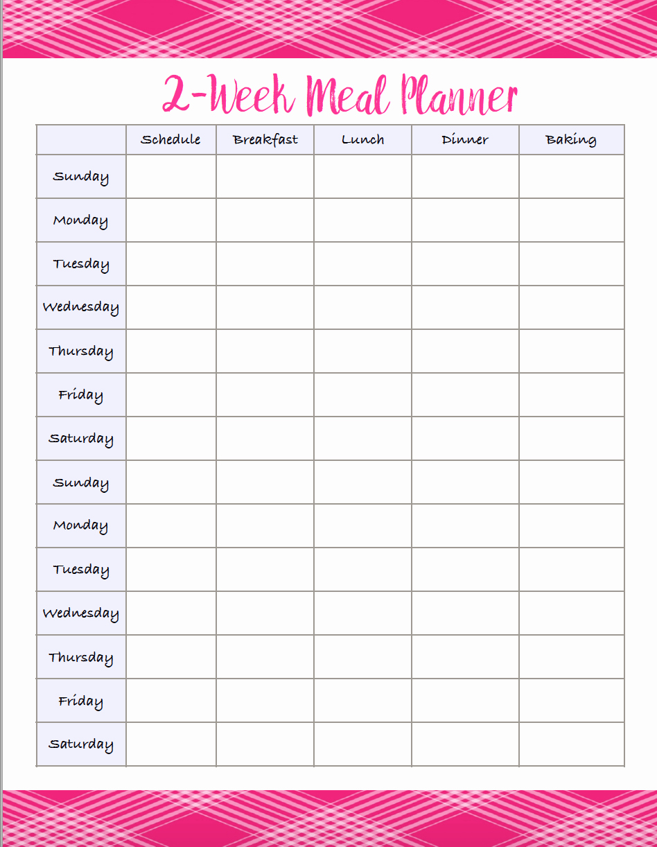 2 Week Schedule Template Lovely 4 Free Printable Meal Planners &amp; Grocery Lists Save Time