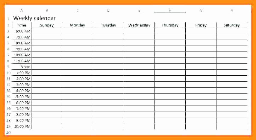 2 Week Schedule Template Luxury 12 13 Week Calendar with Times