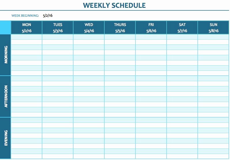 2 Week Schedule Template New Free Weekly Schedule Templates for Excel Smartsheet