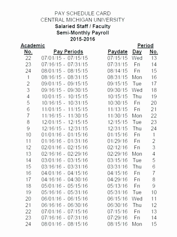 2019 Biweekly Payroll Calendar Excel Unique 15 Payroll Calendar 2018