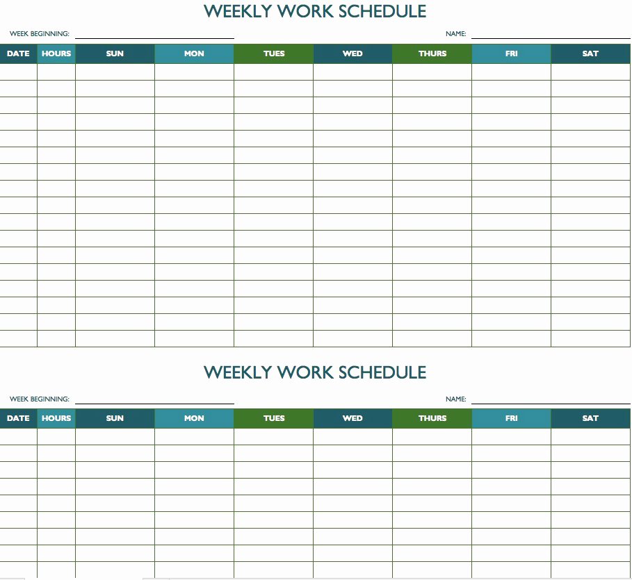 2019 Biweekly Payroll Calendar Template Excel Beautiful Free Weekly Schedule Templates for Excel Smartsheet