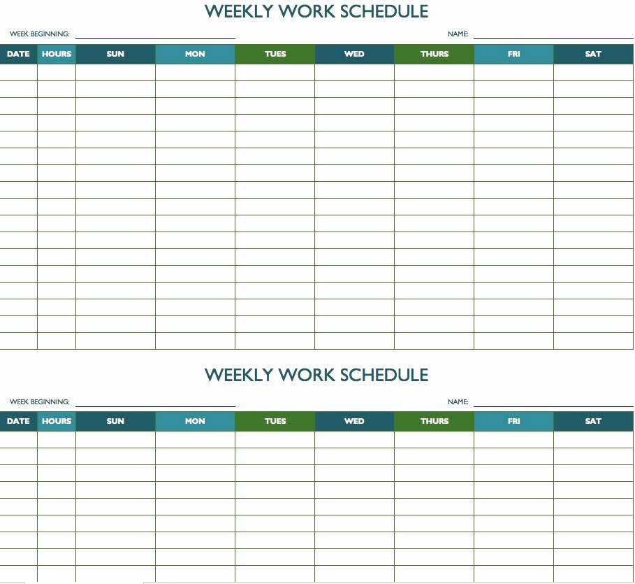 2019 Biweekly Payroll Calendar Template Excel Beautiful Free Weekly Schedule Templates for Excel Smartsheet