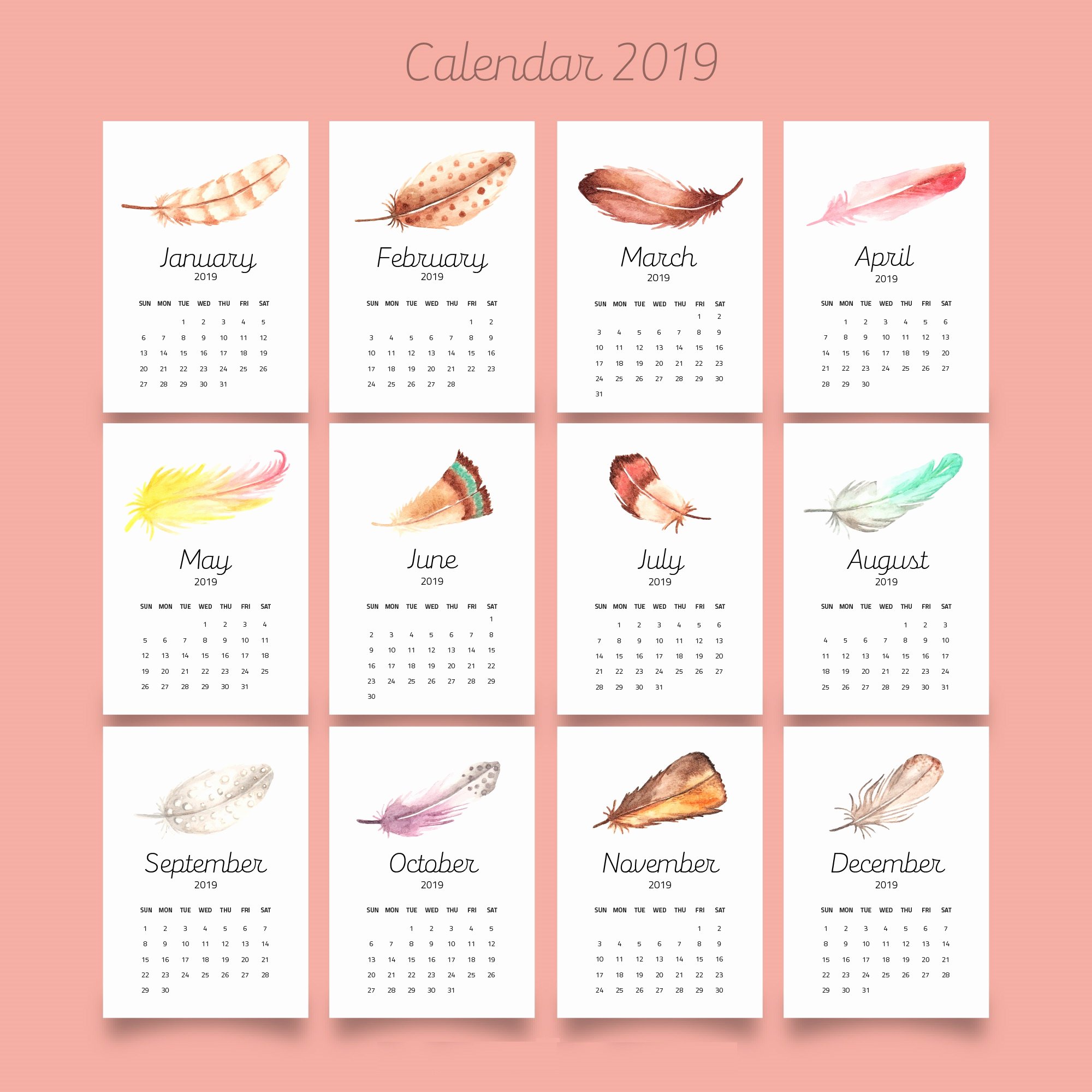 2019 Cute Calendar Printable Awesome Cute 2019 Printable Calendar