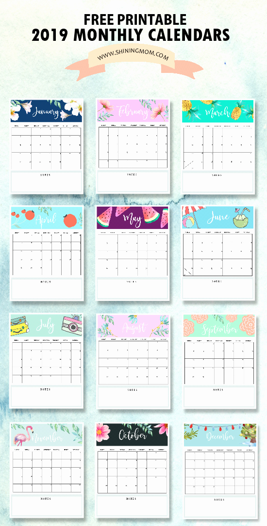 2019 Cute Calendar Printable Beautiful Calendar 2019 Printable Free 12 Monthly Calendars to Love
