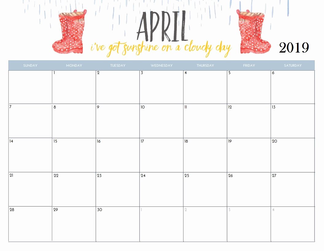 2019 Cute Calendar Printable Lovely April 2019 Calendar Cute – Printable Year Calendar