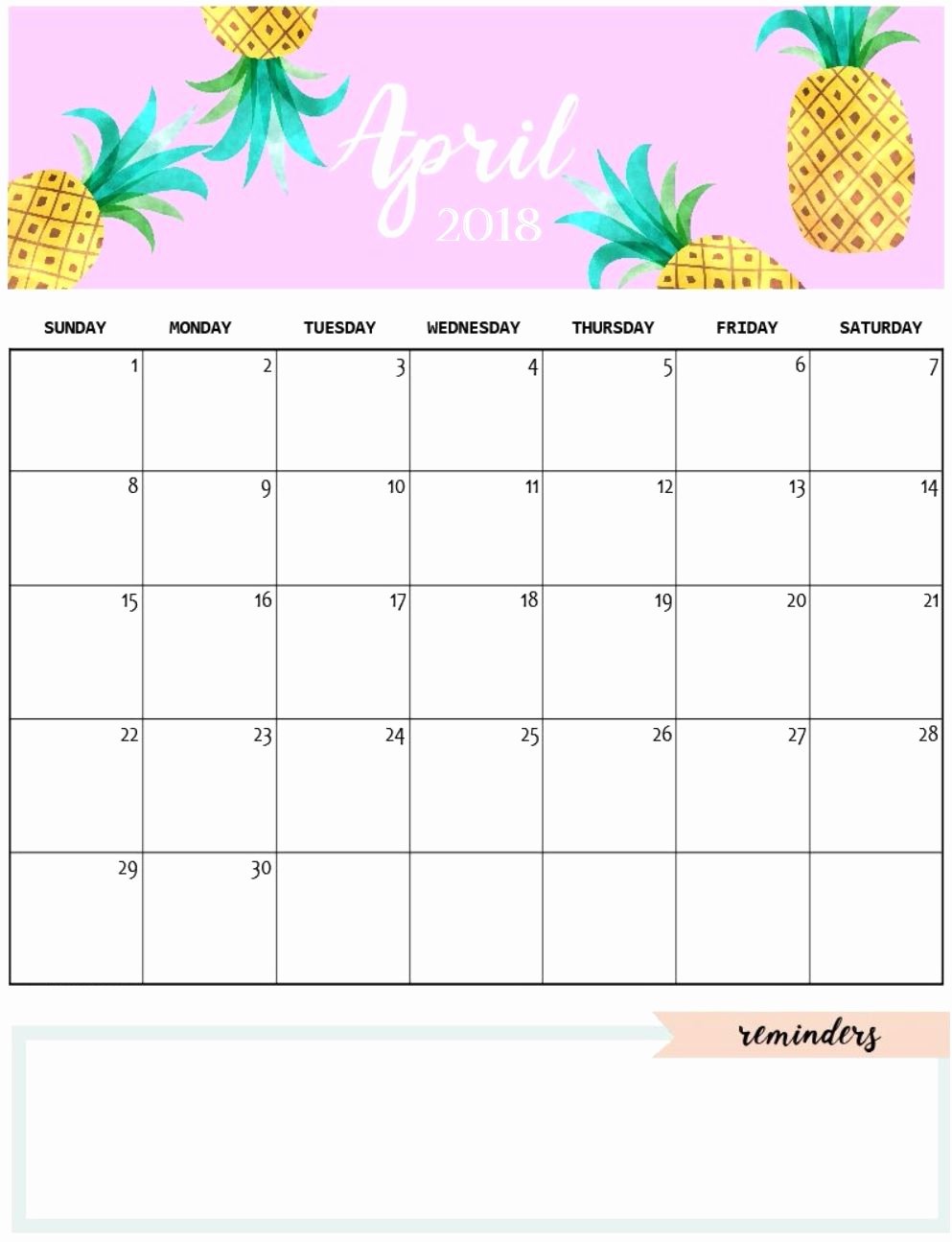 2019 Cute Calendar Printable Lovely Cute April 2018 Calendar Template Calendars