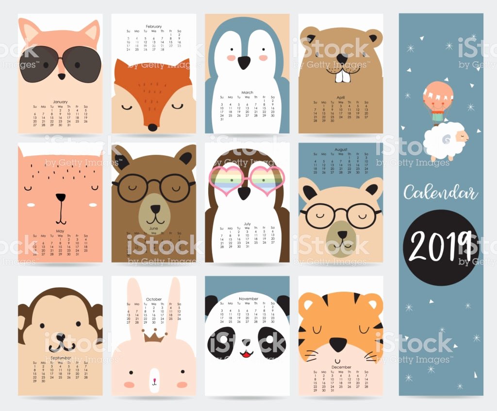 2019 Cute Calendar Printable Lovely Cute Monthly Calendar 2019 with