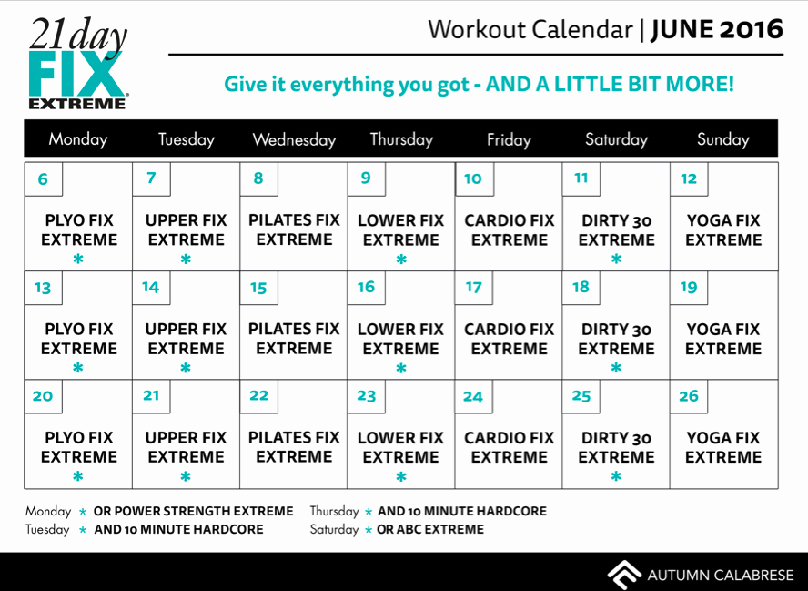 21 Day Fix Calendar Template Beautiful 21 Day Fix Extreme