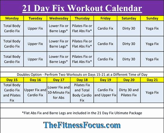 21 Day Fix Calendar Template Beautiful 21 Day Fix Workout Schedule &amp; Portion Control Diet Sheets