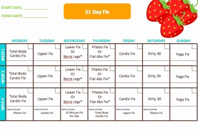 21 Day Fix Calendar Template Best Of 21 Day Fix Calendar Workout Schedule