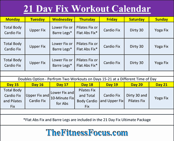 21 Day Fix Calendar Template Elegant 21 Day Fix
