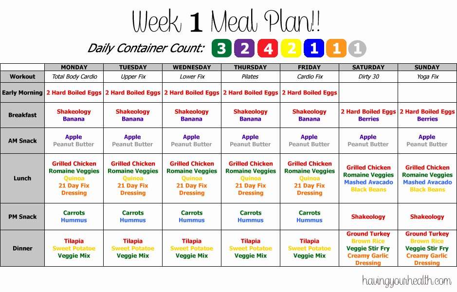 21 Day Fix Calendar Template Fresh 21 Day Fix – Weekly Meal Planning