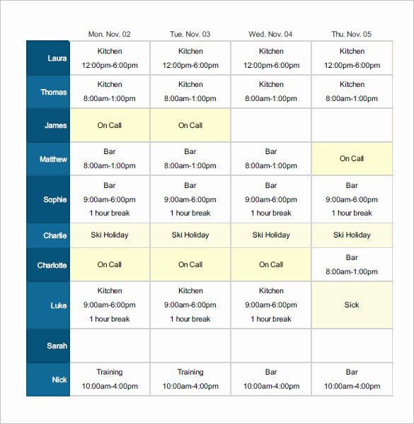 24 7 Shift Schedule Template Best Of Employee Shift Schedule Template