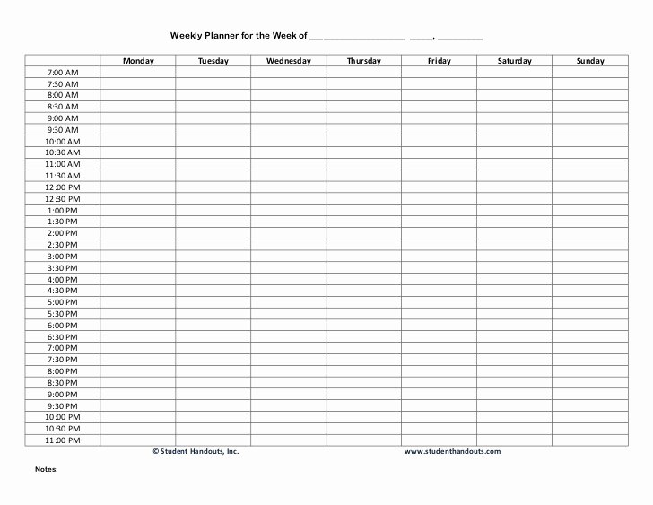 24 Hour Schedule Template Elegant 1 E Weekly Hourly Planner