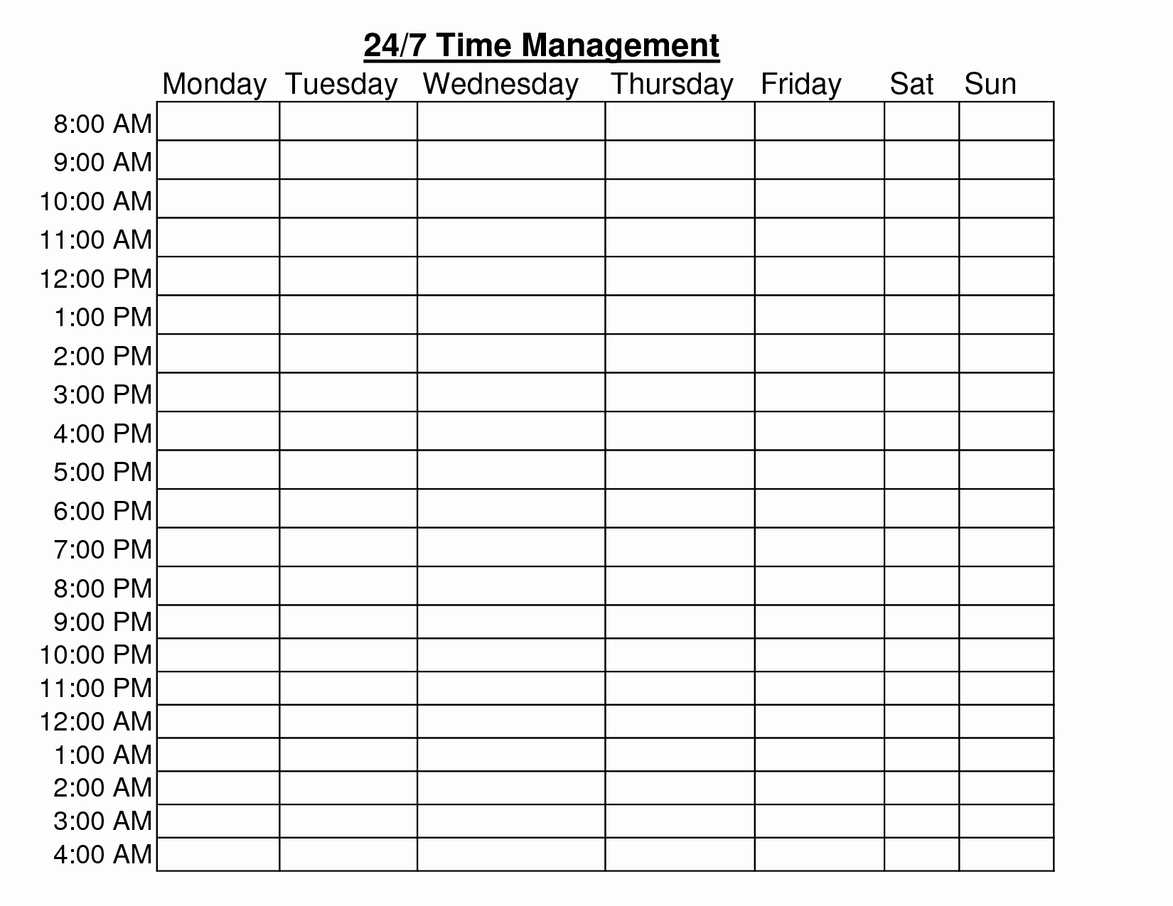 24 Hour Schedule Template Elegant 24 Hour Time Management Chart Templates