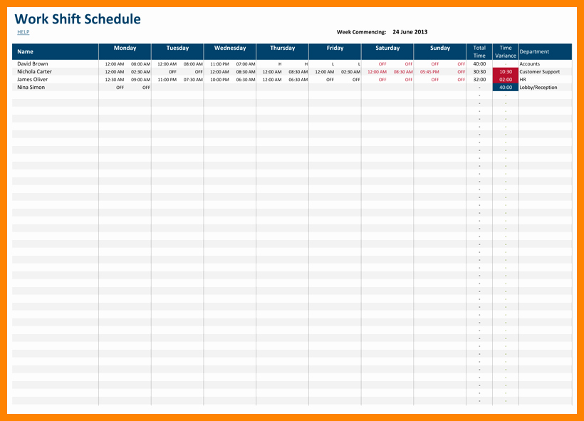 24 Hour Schedule Template Lovely 6 Excel 24 Hour Schedule Template