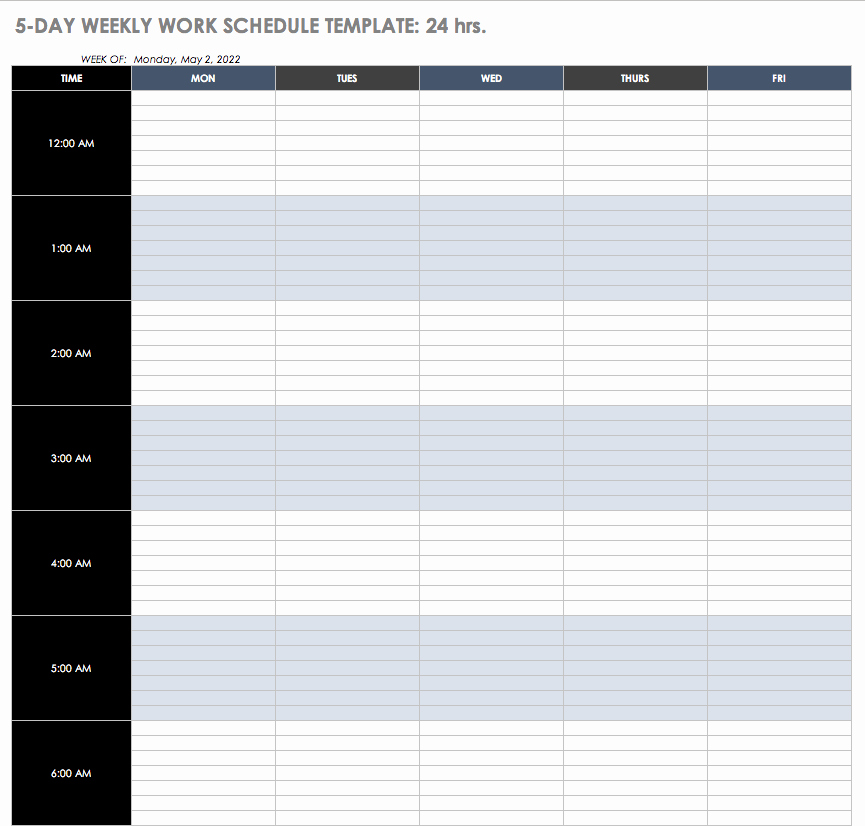 24 Hour Schedule Template Luxury Free Work Schedule Templates for Word and Excel