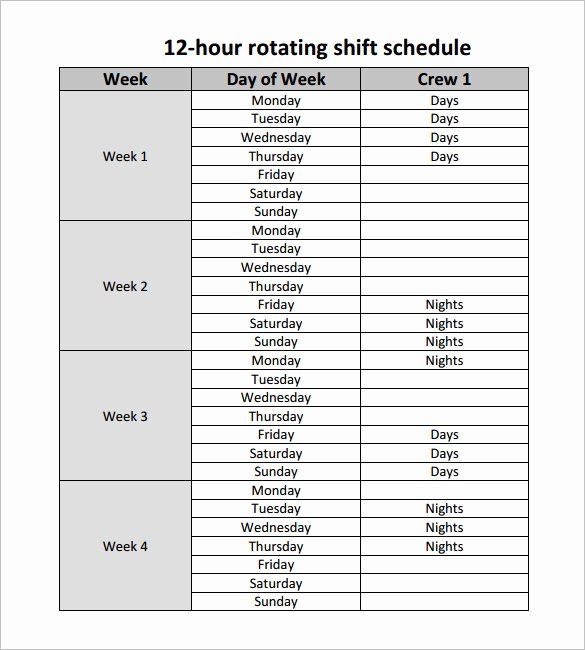 24 Hour Schedule Template New 24 Hour Rotating Shift Schedule Examples Templates