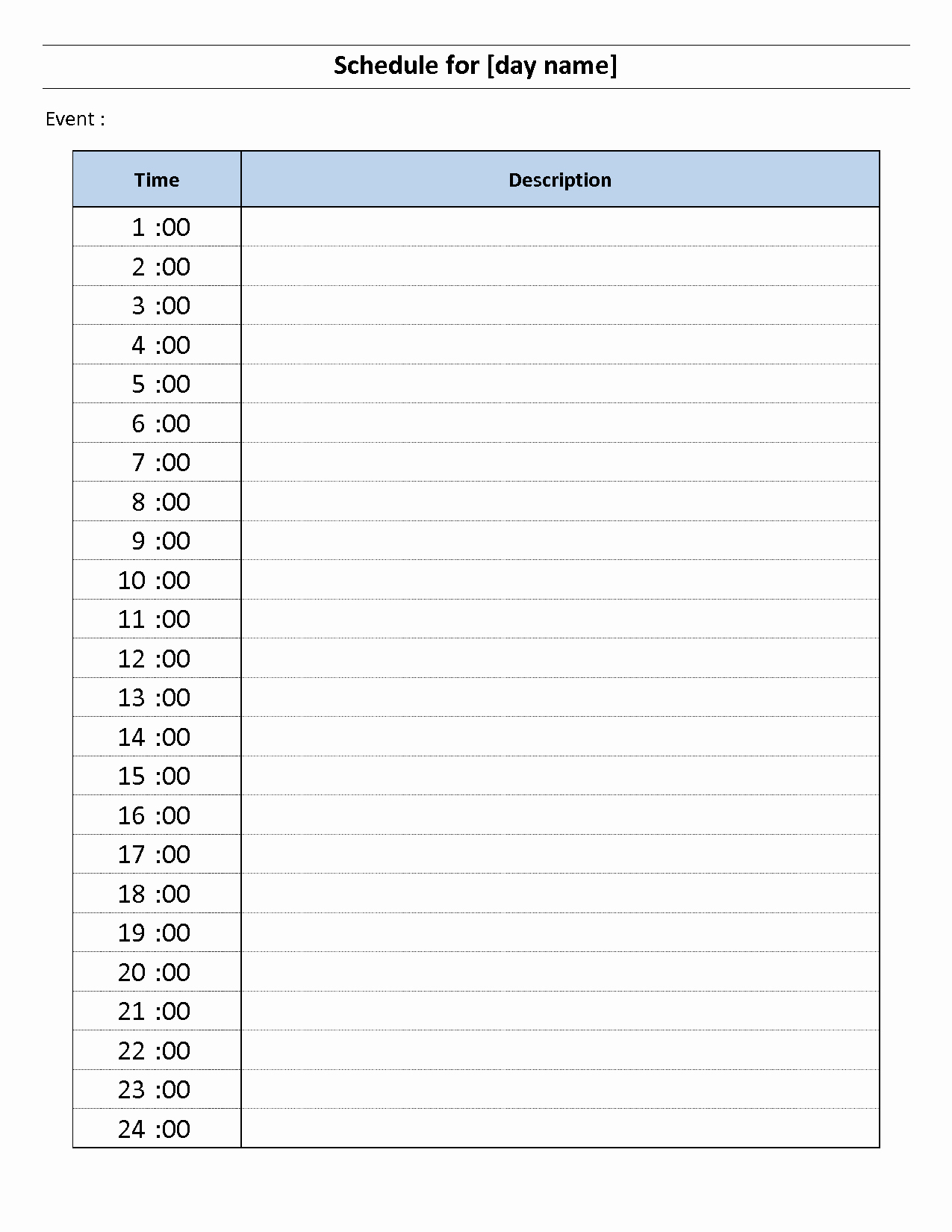 24 Hour Schedule Template Unique 8 Best Of 24 Hour Calendar Printable 24 Hour