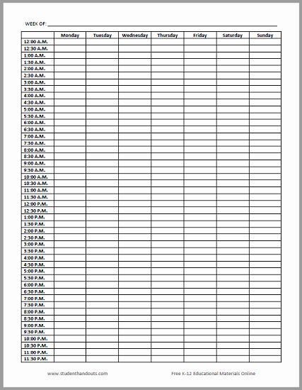 24 Hour Schedule Template Unique Here to Print Check Out More Of Our Free Printable