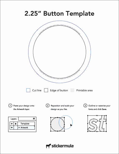 3 Inch Circle Template Printable Unique 2 25&quot; Round button Template Sticker Mule