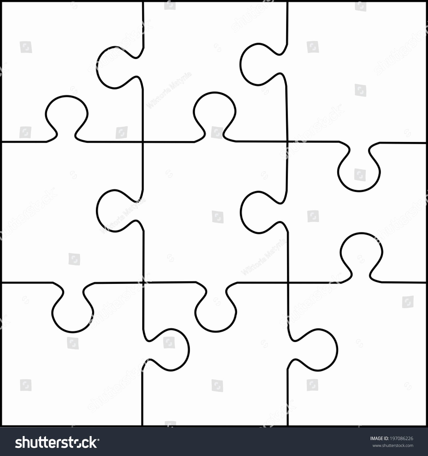 30 Piece Puzzle Template Inspirational Puzzle Template 9 Pieces Vector Stock Vector