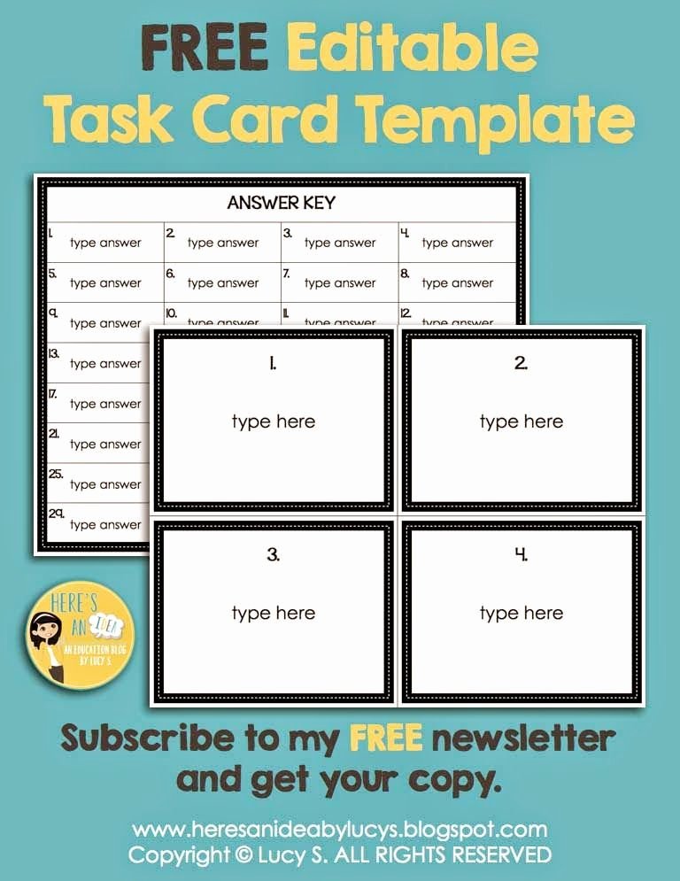 3rd Grade Newsletter Template Awesome Editable Task Card Template Free for Newsletter