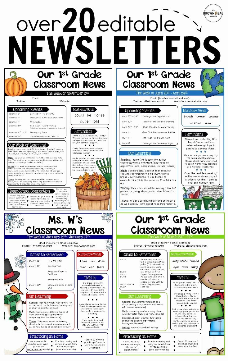 3rd Grade Newsletter Template Beautiful Editable Newsletter Templates Back to School