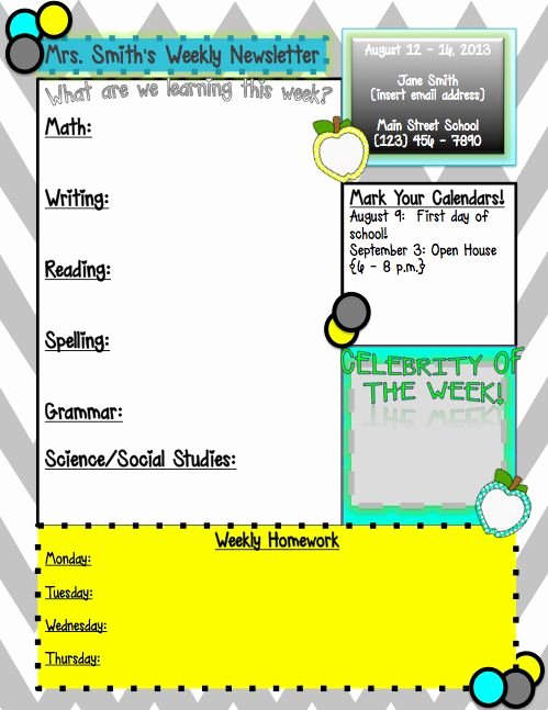 3rd Grade Newsletter Template Best Of 1000 Ideas About Kindergarten Newsletter On Pinterest