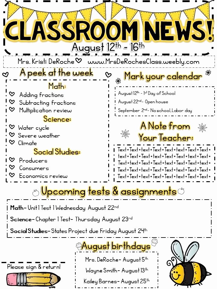 3rd Grade Newsletter Template Fresh Best 25 Preschool Newsletter Ideas On Pinterest