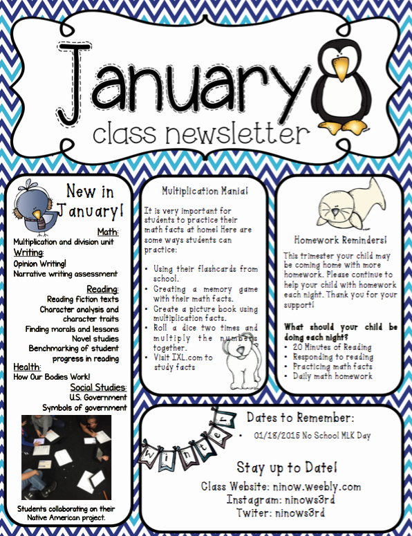 3rd Grade Newsletter Template New Classroom Newsletter Ms Ninow S 3rd Grade Class