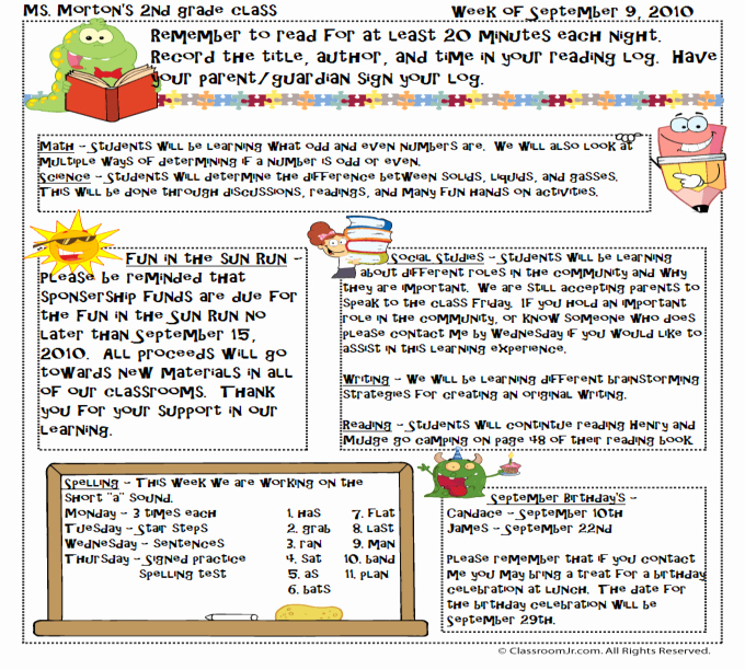 3rd Grade Newsletter Template New Free Teacher Newsletter Templates Downloads