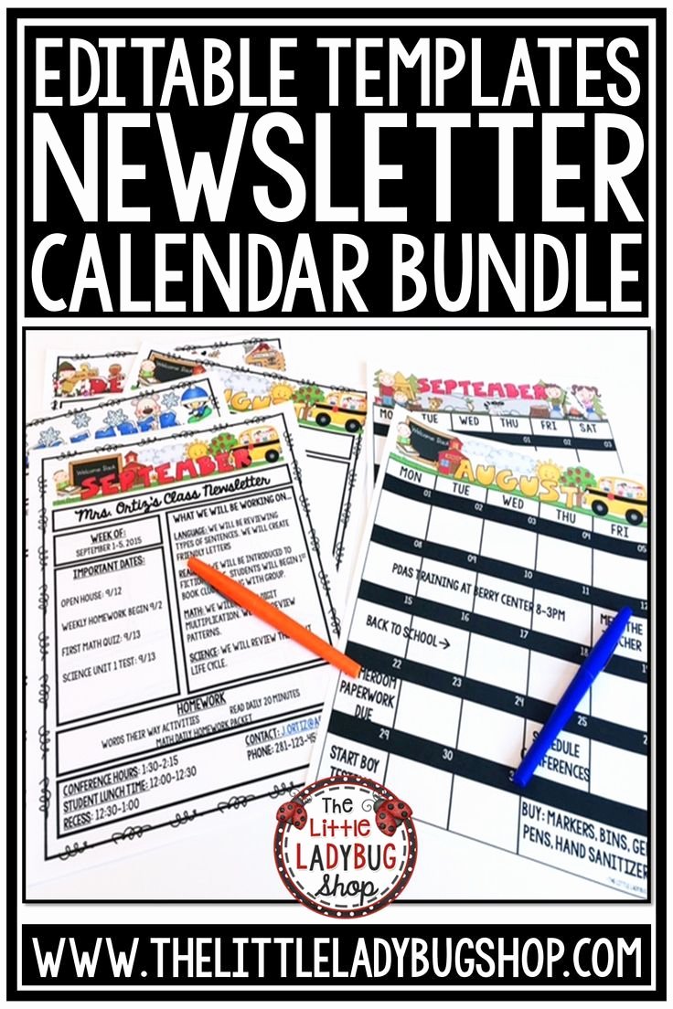 3rd Grade Newsletter Template Unique Editable Monthly Calendar 2019 2020 &amp; Weekly Newsletter