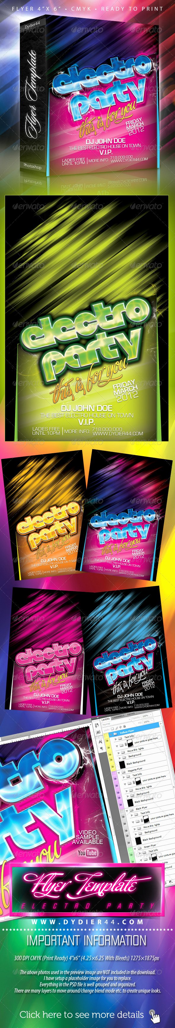 4x6 Flyer Template Elegant Electro Party Flyer Template 4x6 by Dy R44